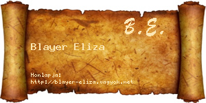 Blayer Eliza névjegykártya